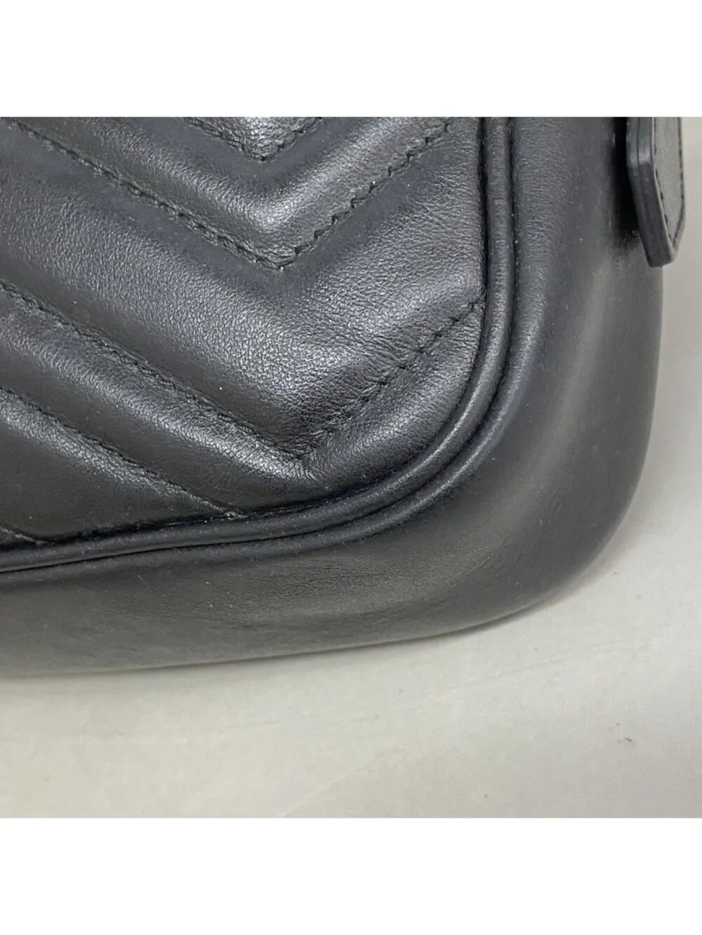 Gucci Shoulder Bag GG Marmont Leather Black Gold